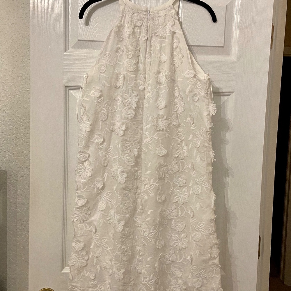 Ann Taylor Floral Applique Halter Dress White Sz.8 - Picture 5 of 5